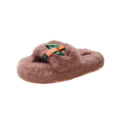 Summer Female  Large Size Thick Soled Fur Slippers