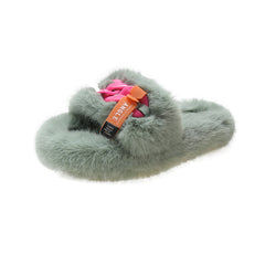 Summer Female  Large Size Thick Soled Fur Slippers