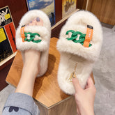 Summer Female Large Size Thick Soled Fur Slippers