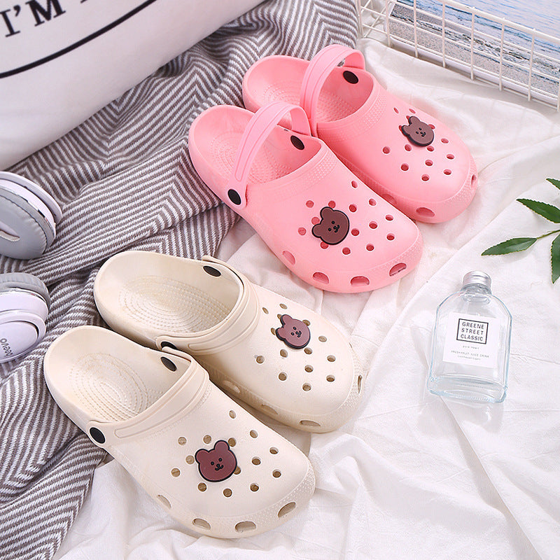 Non-slip Cute Girl's Heart Baotou Beach Sandals And Slippers