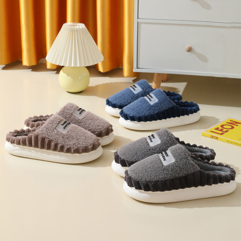 Men's Thick-Soled Fluffy Fleece House Shoes