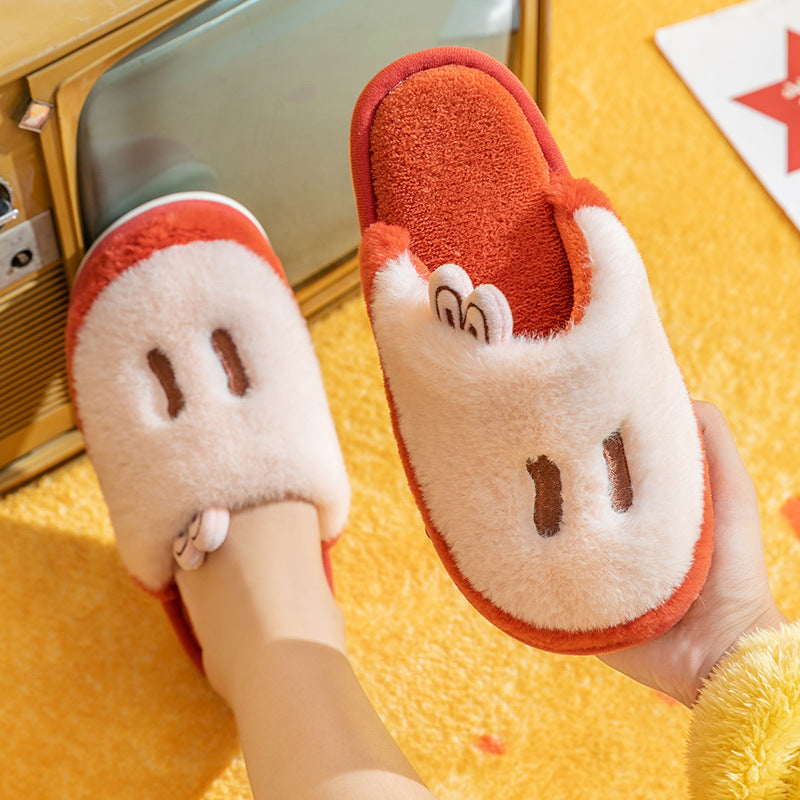 Cotton Slippers Female Winter Indoor Lovers Cute Plush Home Warmth