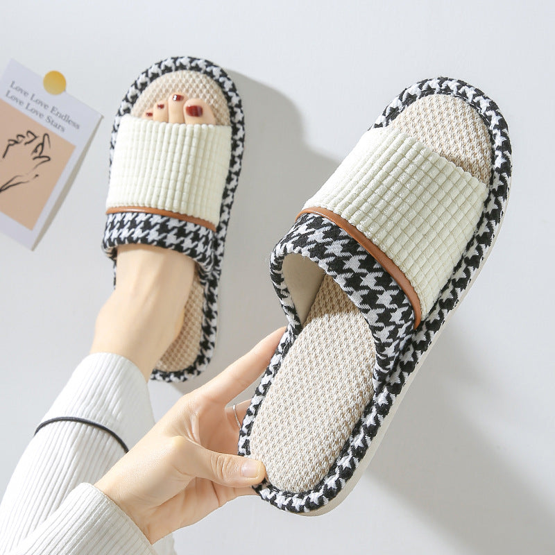 Linen Slippers Women's Indoor Home Leisure Sweat-absorbing Breathable Non-slip