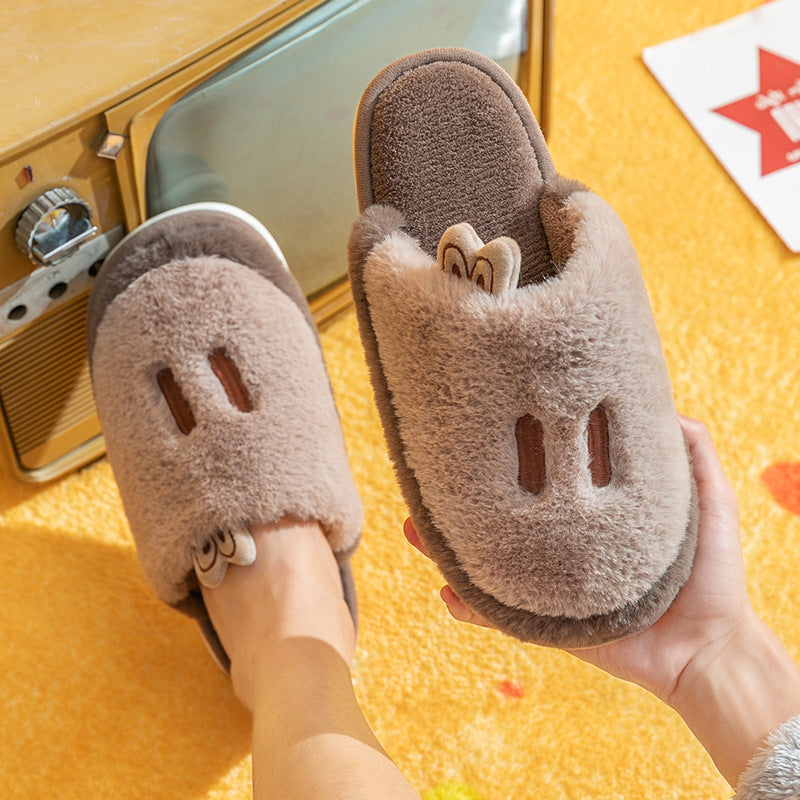 Cotton Slippers Female Winter Indoor Lovers Cute Plush Home Warmth