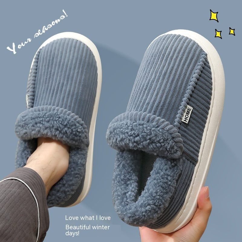 Ankle Wrap Cotton Slippers Winter Women's Plus Size Thickened Fleece-lined Warm Slugged Bottom