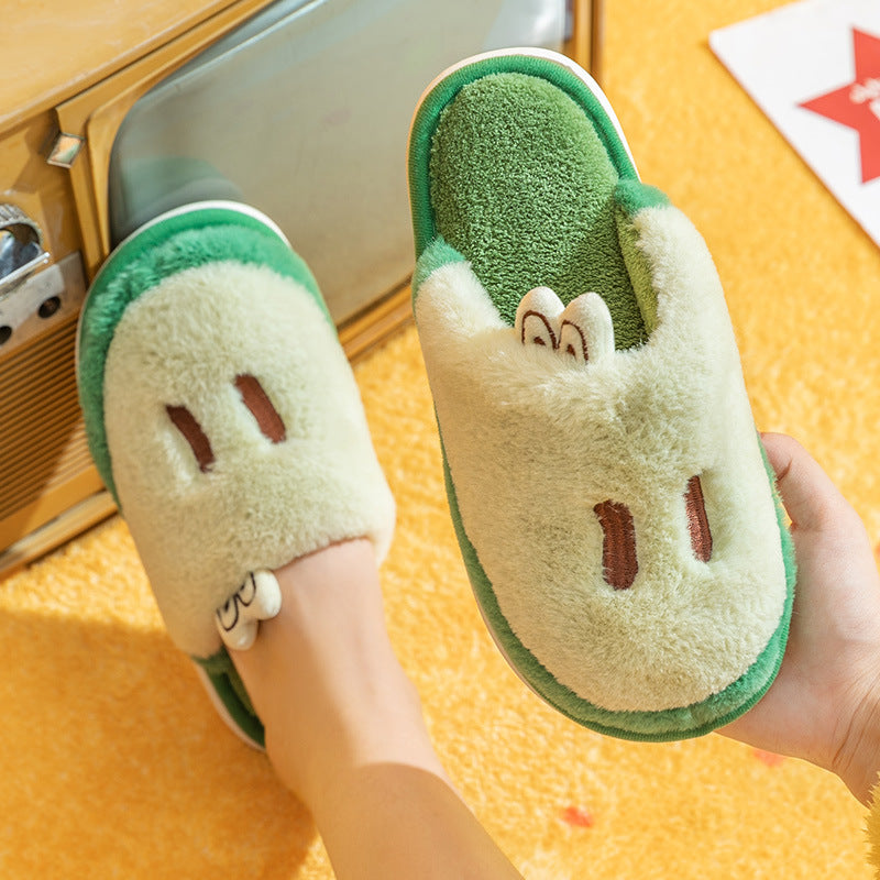 Cotton Slippers Female Winter Indoor Lovers Cute Plush Home Warmth