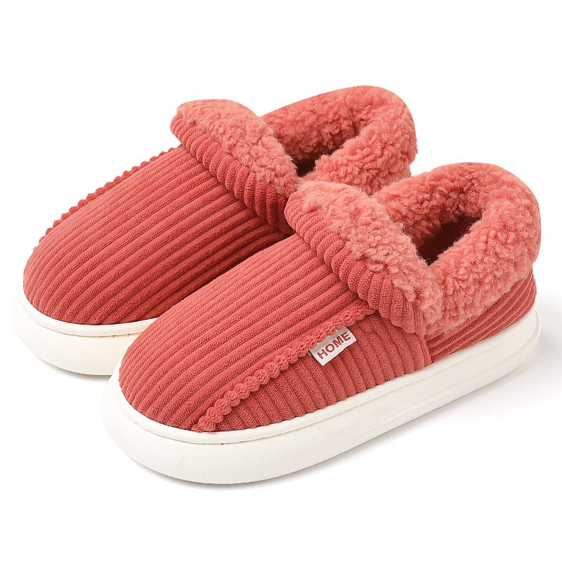 Ankle Wrap Cotton Slippers Winter Women's Plus Size Thickened Fleece-lined Warm Slugged Bottom